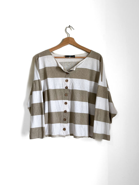 neutral striped cotton long sleeve (med-large)