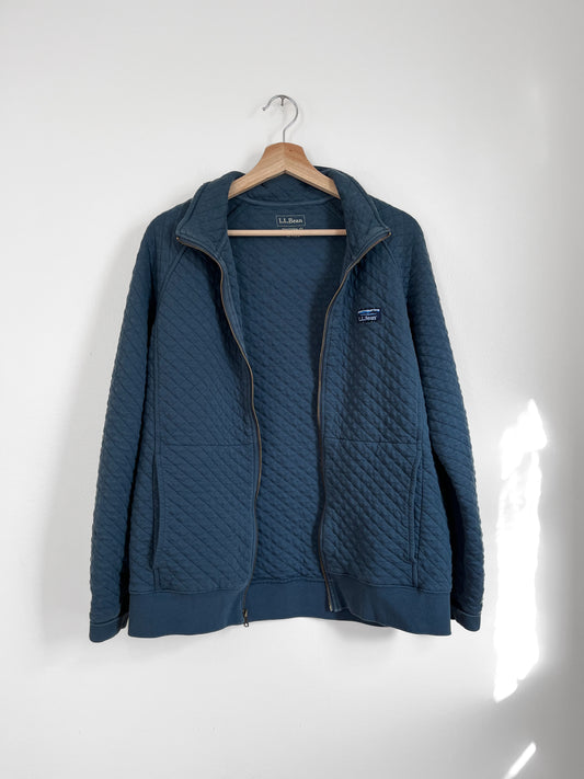 l.l. bean quilted zip up sweater (medium)