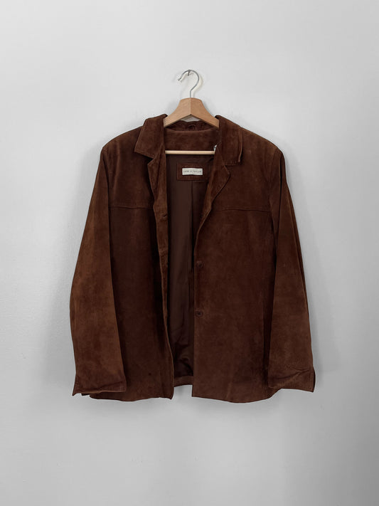 vintage brown suede leather jacket (med-large)