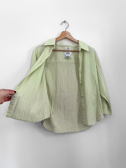 mint green cotton button down (med)