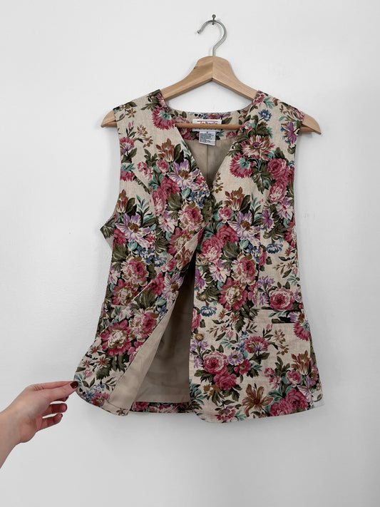 floral linen vest (medium)