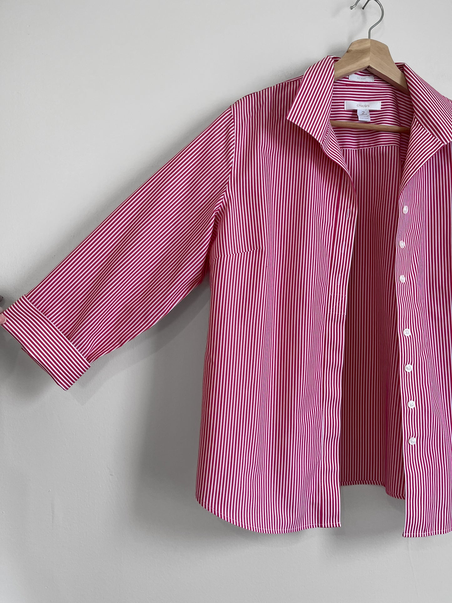 pink and white classic striped button down (small)