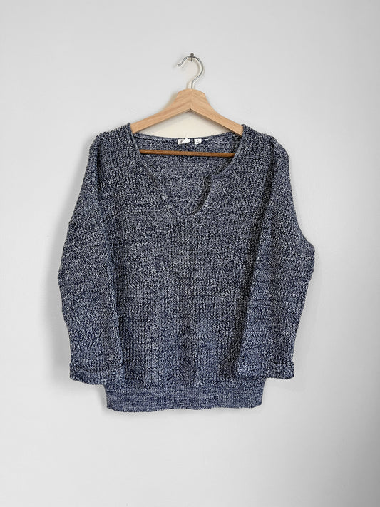 navy marble knit pullover sweater (medium)