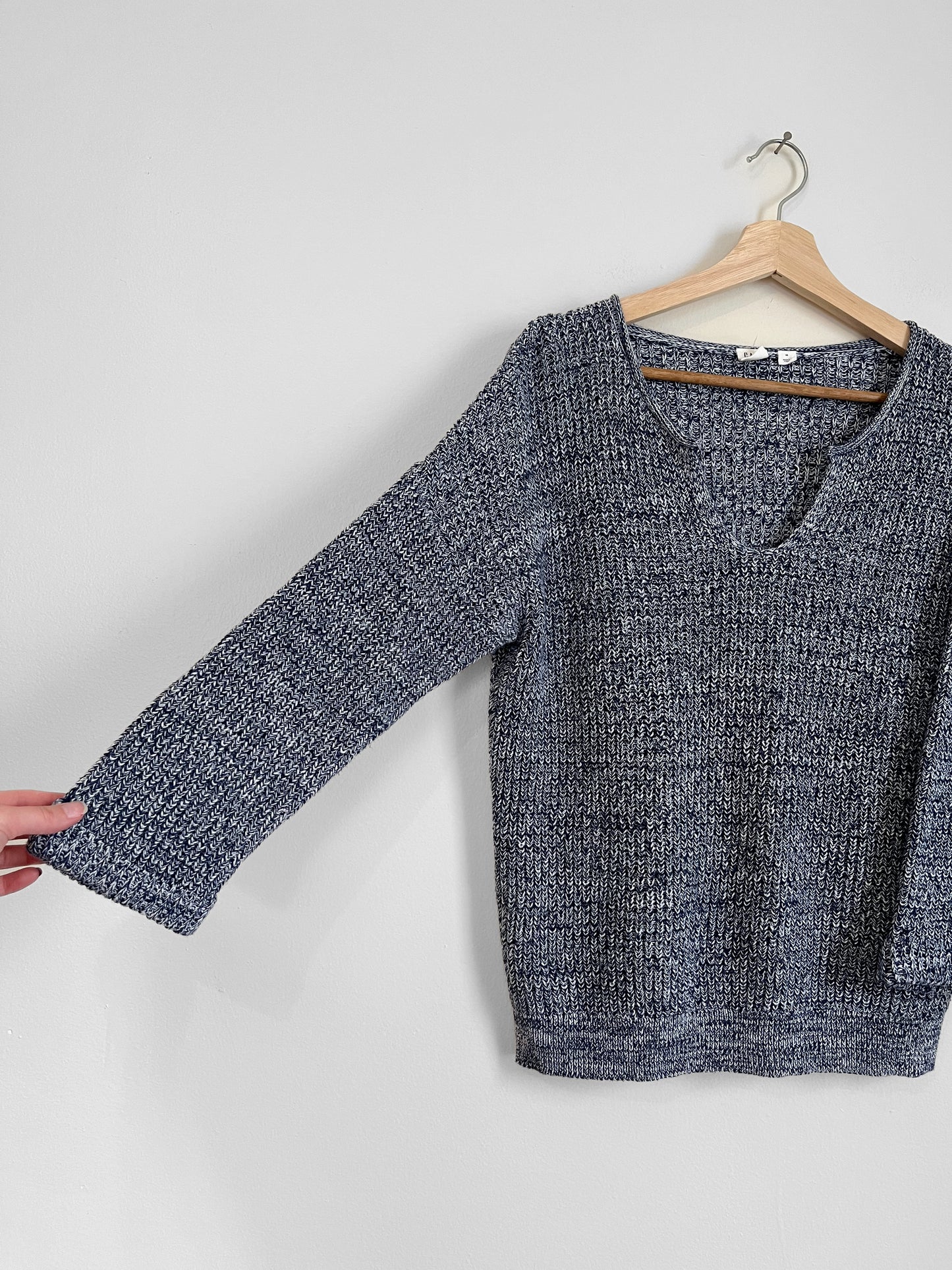 navy marble knit pullover sweater (medium)